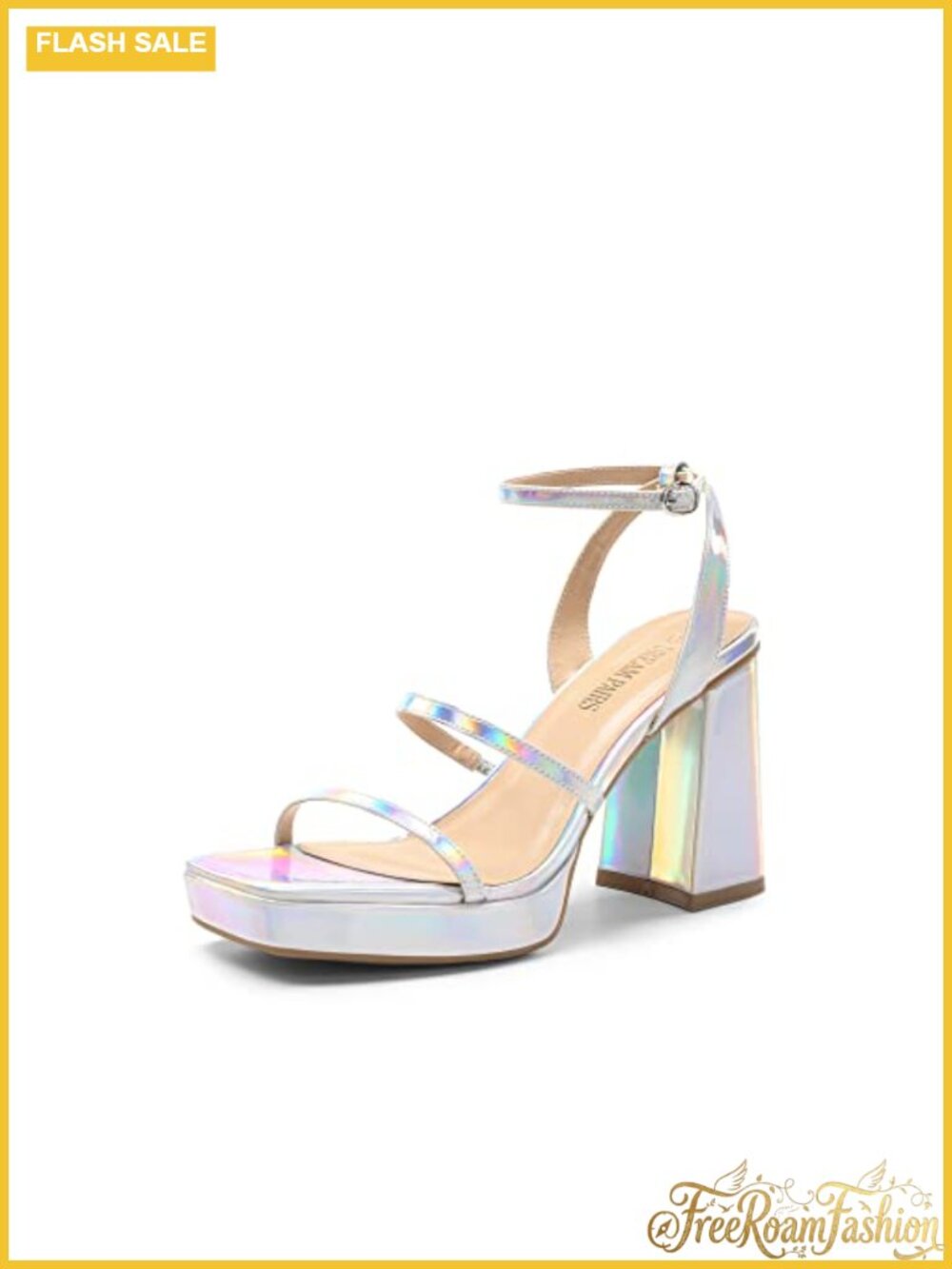 Women's Platform Strappy Heels Open Toe Ankle Strap Square Party Sandals